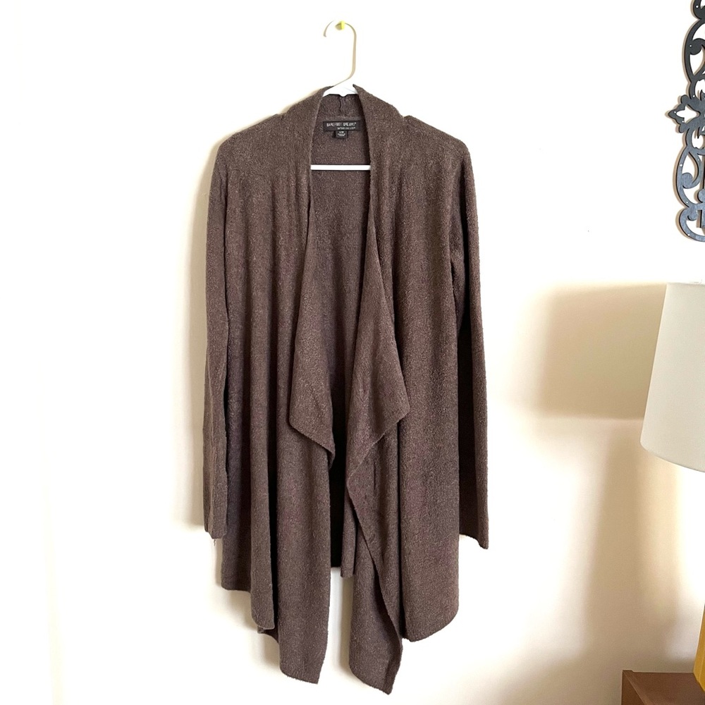 Barefoot Dreams Bamboo Chic Light Waterfall Cardigan in Taupe Brown